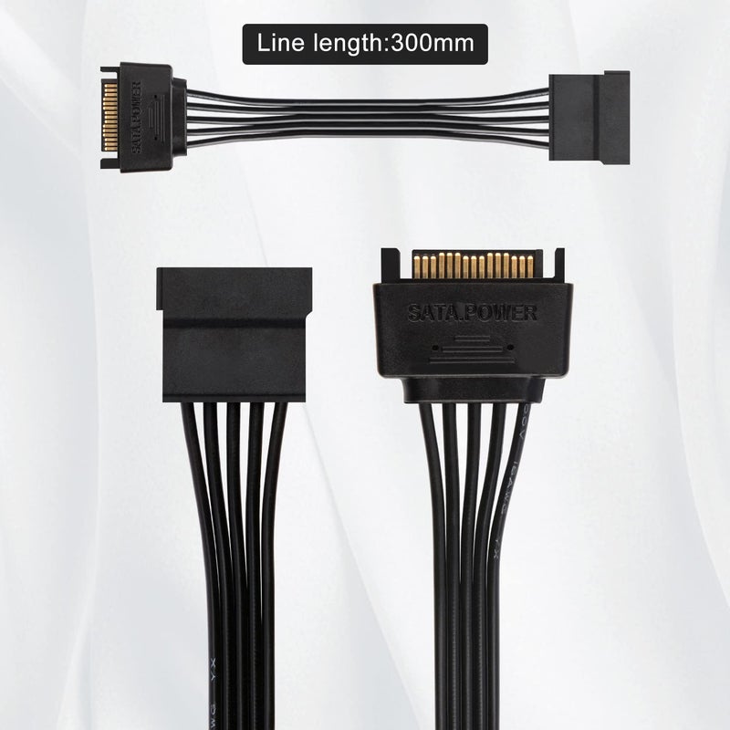 J&D 15 Pin SATA Power Extension Cable (3Pack), Sata Male to Female Cable, Sata Power Cable Extension, 10 inch, Black (3 Pack) - Image 5